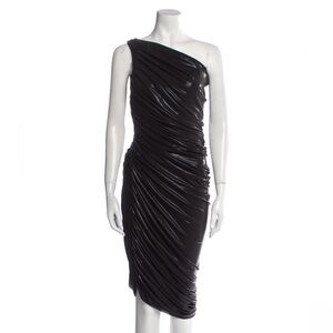 Norma Kamali Shiny Black One-Shoulder Dress